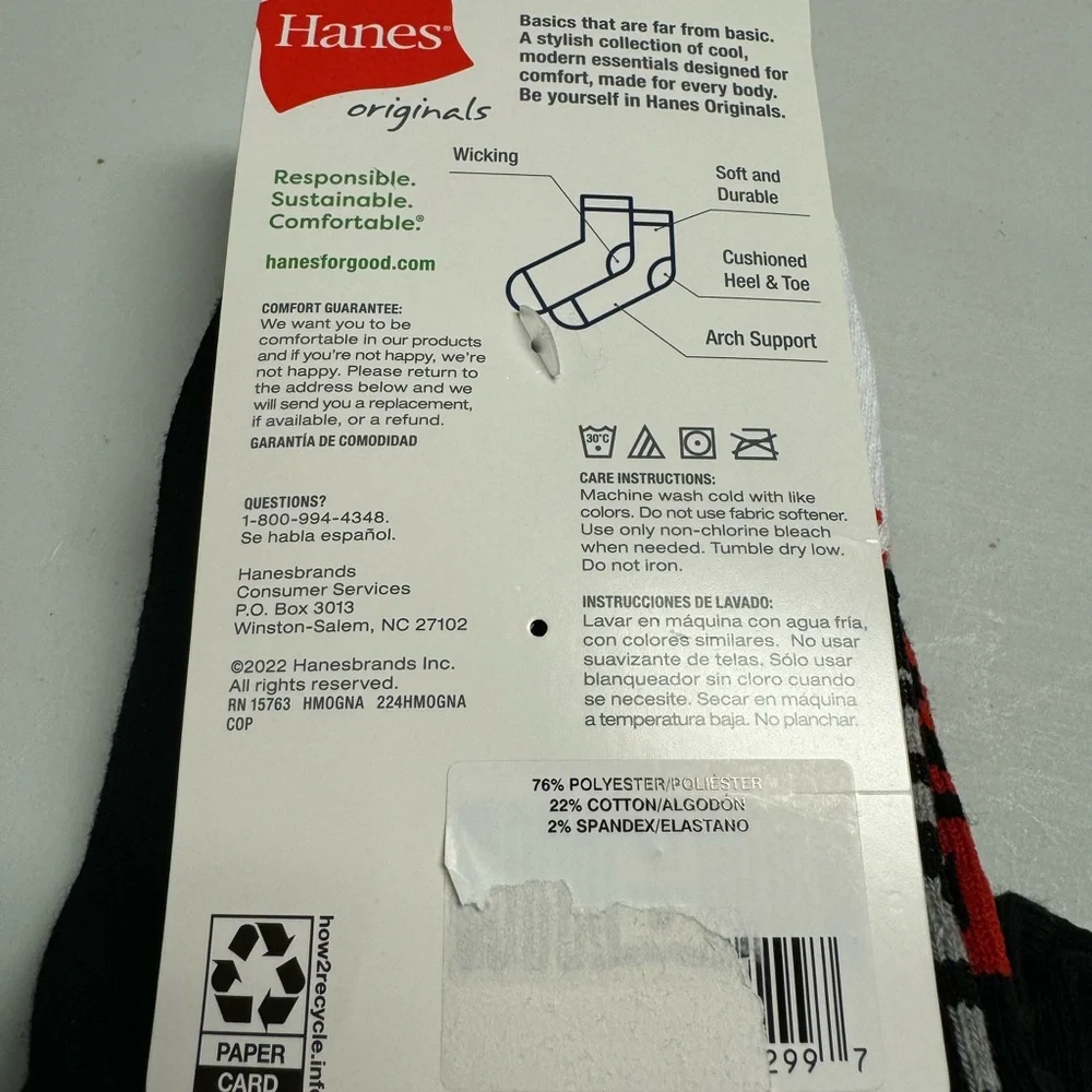 NEW Hanes special edition‎ mens 4-pack ankle socks. Shoe size 6-12